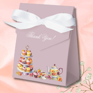 Lilac Floral Whimsical Tea Bridal Shower Favor Box