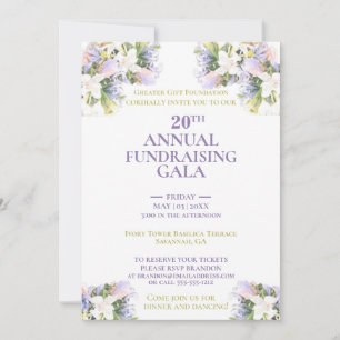 Lilac Floral Wildflower Annual fundraiser Gala Invitation