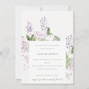 Lilac Floral Wreath Cottage Garden Baby Shower Invitation