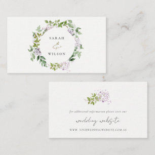 Lilac Floral Wreath Cottage Garden Wedding Website Enclosure Card