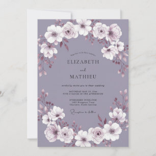 Lilac Floral Wreath Wedding Invitation