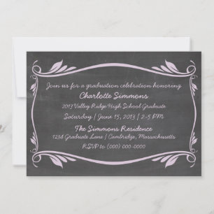 Lilac Flourish Chalkboard Graduation Invite