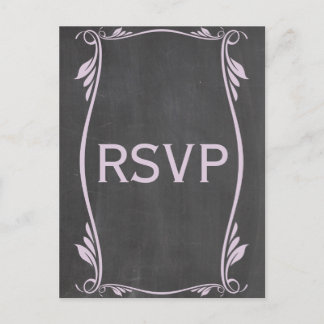 Lilac Flourish Chalkboard RSVP Postcard