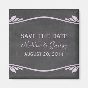 Lilac Flourish Chalkboard Save the Date Magnet
