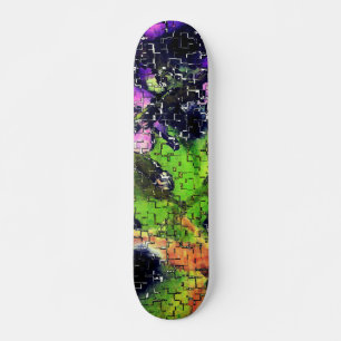 Lilac flower and leaves aged in carved mosaic skateboard