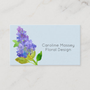 Lilac Flower Botanical Plant Watercolor Business Card