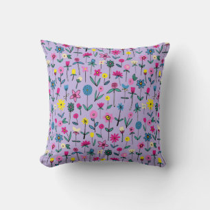 Lilac Flower Garden Cushion Throw Pillow
