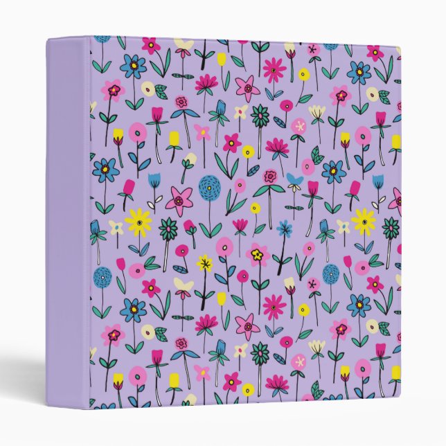 Lilac Flower Garden kids pattern Binder (Front/Spine)