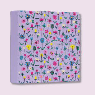 Lilac Flower Garden kids pattern Binder