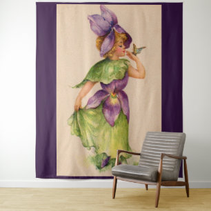 lilac flower girl tapestry