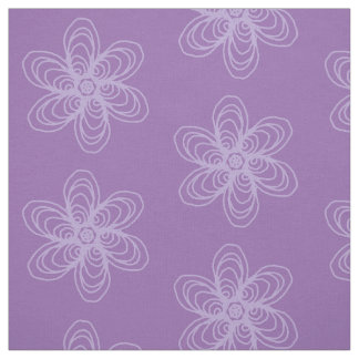 Lilac flower outline on purple background fabric