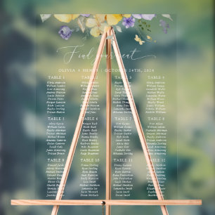 Lilac Flower, Yellow Flower, Wedding Seating Chart