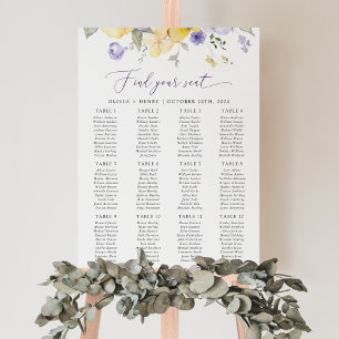 Lilac Flower, Yellow Flower, Wedding Seating Chart