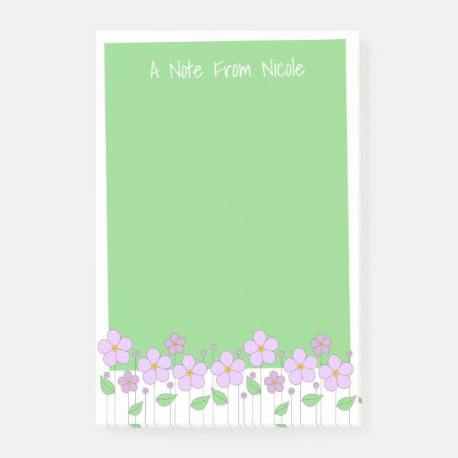 Lilac Flowers and Green Post-It Notes (Front)