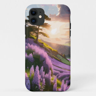 Lilac Flowers Bloom on Hill at Sunset Glow iPhone 11 Case