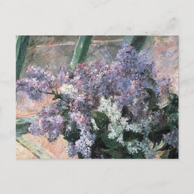 Lilac Flowers dans une fenêtre Carte postale Art (Devant)