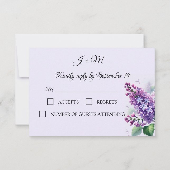 Lilac Flowers Floral Elegant Modern RSVP Card (Front)