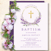 Lilac Flowers Girls First Baptism