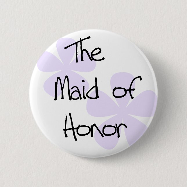 Lilac Flowers Maid of Honour 2 Inch Round Button (Front)