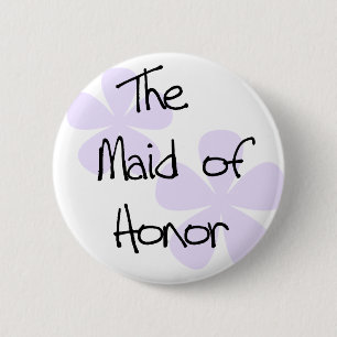 Lilac Flowers Maid of Honour 2 Inch Round Button