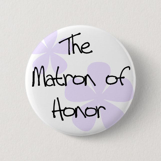 Lilac Flowers Matron of Honour 2 Inch Round Button (Front)