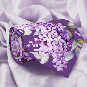 Lilac flowers on purple tie