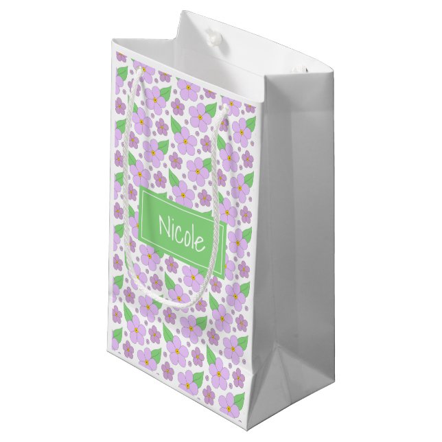 Lilac Flowers Pattern Gift Bag (Front Angled)