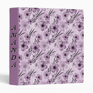 Lilac flowers pattern on tiger background binder