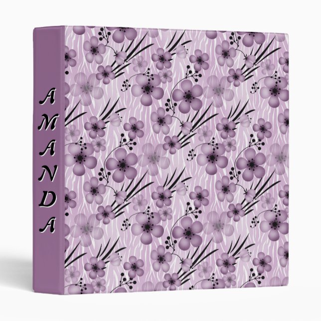 Lilac flowers pattern on tiger background binder (Front/Spine)