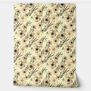 Lilac flowers pattern on tiger background wallpaper