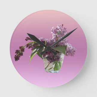 Lilac Flowers Round Clock