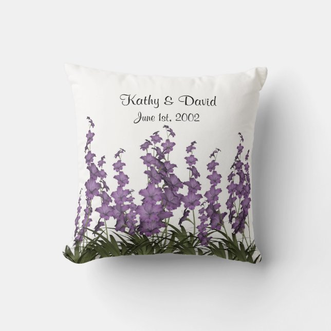Lilac Flowers Throw Pillow (Front)
