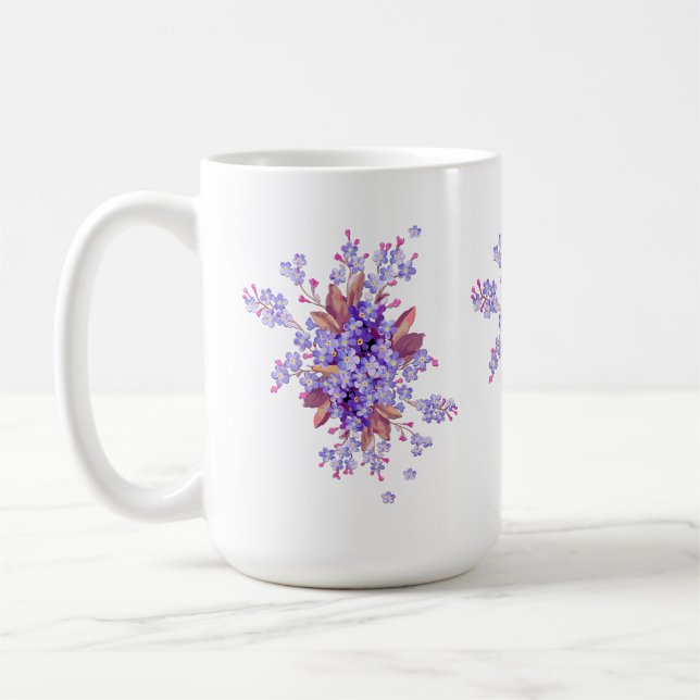 Lilac forget-me-not Flower Wedding Coffee Mug (Left)