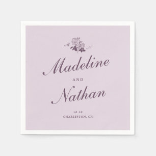 Lilac French Botanical Monogram Wedding Napkins