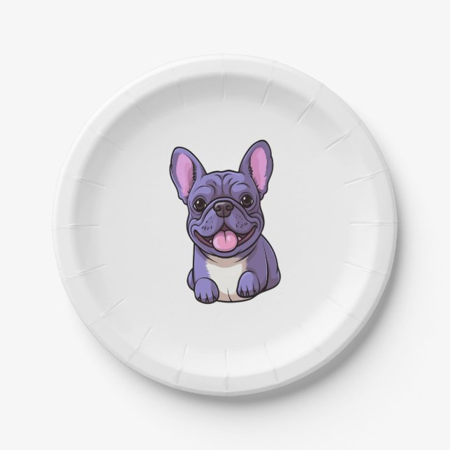 Lilac French Bulldog 7 Paper Plate (Front)