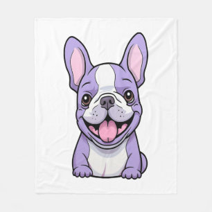 Lilac French Bulldog Fleece Blanket