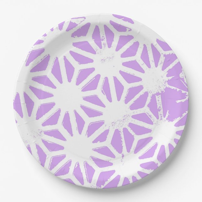 Lilac geometric pattern paper plate (Front)