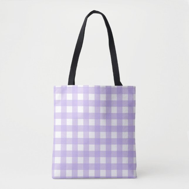 Lilac Gingham Tote Bag (Front)