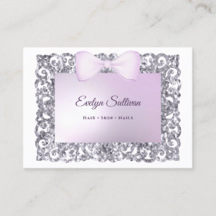 Lilac glitter frame bow business card