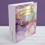 Lilac Glitter Watercolor Faux Gold Foil Binder<br><div class="desc">Lilac Glitter Watercolor Faux Gold Foil 3 ring binder. This design features a classy signature script style font set against a beautiful modern lilac sparkle background. Perfect for a beauty salon,  hair stylist,  makeup artist,  or cosmetologist.</div>