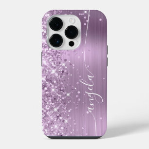 Lilac Glittery Glam Signature iPhone 14 Pro Case