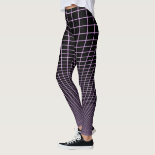 Lilac Glow Grid on black Leggings