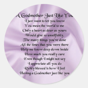 Lilac   Godmother Poem Classic Round Sticker