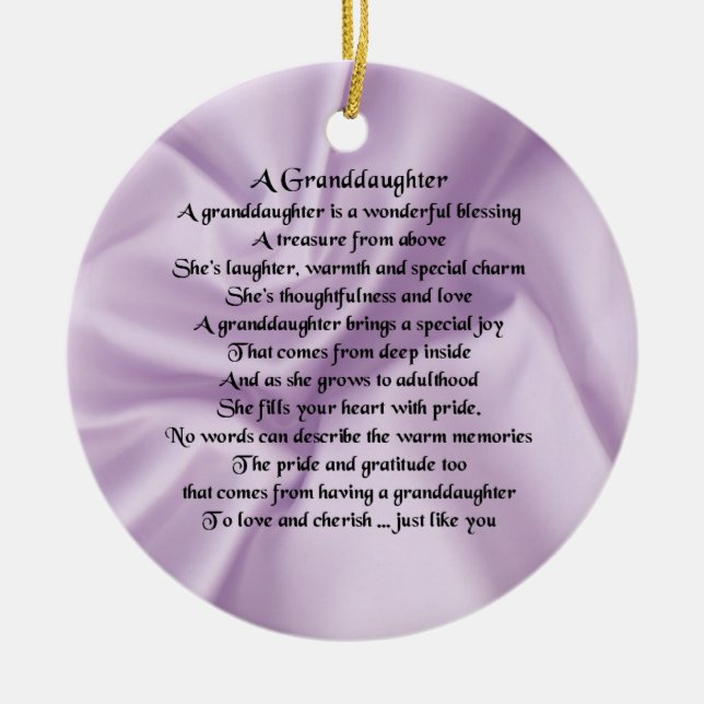 lilac   Granddaughter Poem Ceramic Ornament (Front)