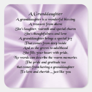 lilac   Granddaughter Poem Square Sticker
