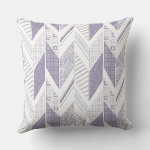 Lilac Gray Geometric Patchwork Pattern for Home De Throw Pillow