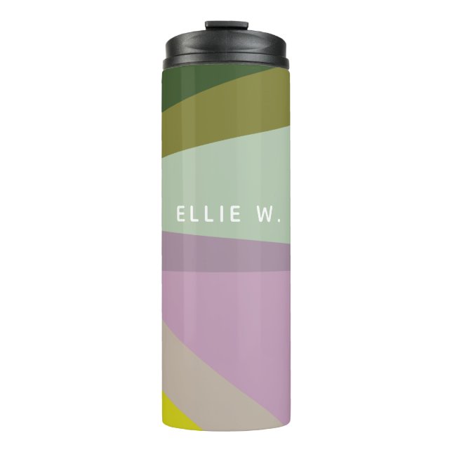 Lilac Green Geometric Colour Block Personalized Thermal Tumbler (Front)