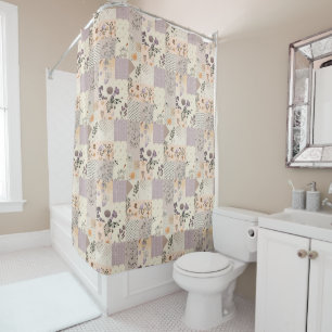  Lilac Green Patchwork Quilt Rustic Floral Retro 