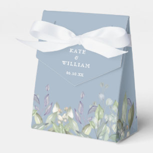 Lilac Greenery Floral Dusty Blue Wedding Favor Box
