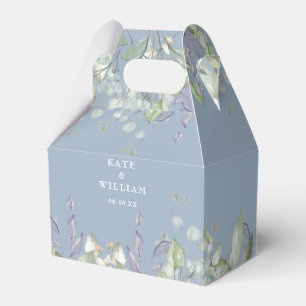 Lilac Greenery Floral Dusty Blue Wedding Favor Box